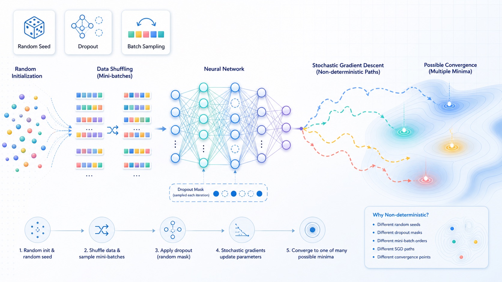 Sources of non-determinism in neural network training